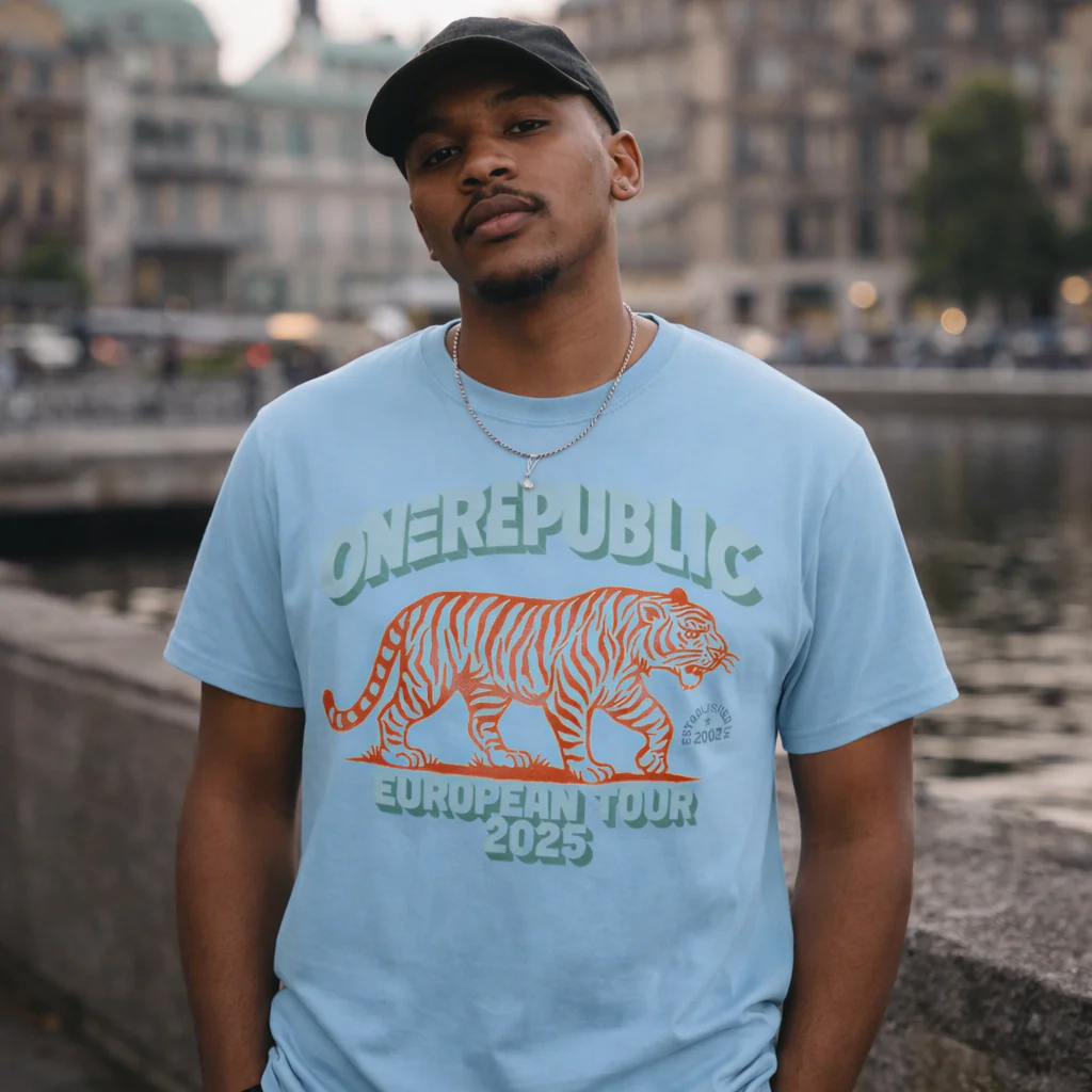 Blue "Escape To Europe" Tiger Tee - Image 3
